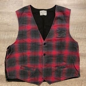 88 Keys vintage Red and black plaid vest large